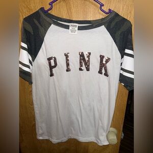 Victoria's Secret White and Gray Sequin Tee